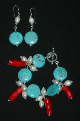 Pulsera turqueza con perlas